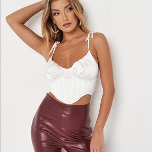 Missguided White Satin Crop Top